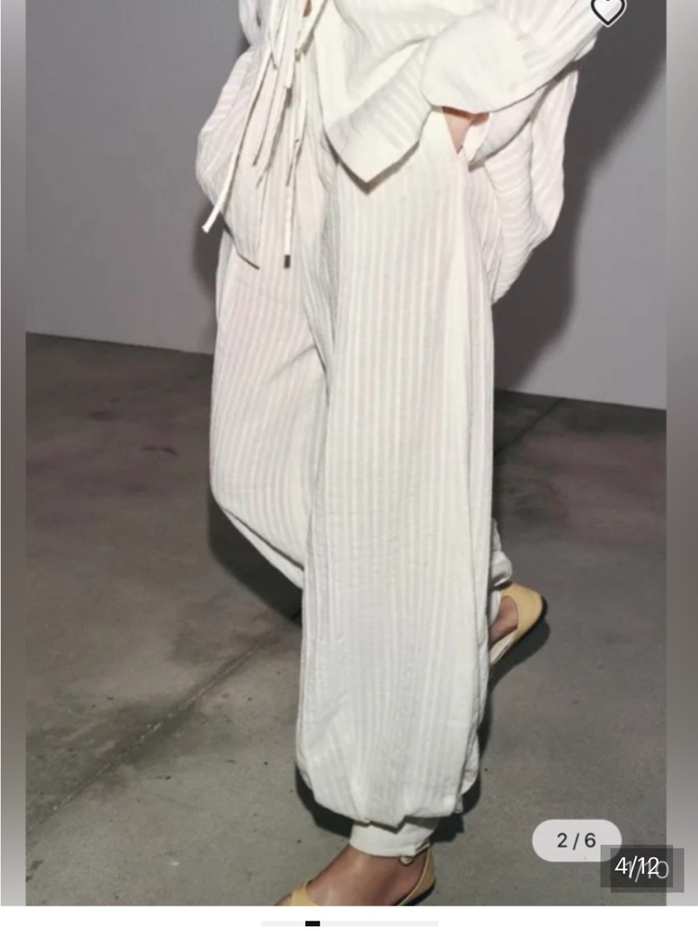 Zara white tonal stripe balloon pants in size small never worn